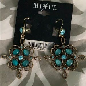 Gold and turquoise earrings